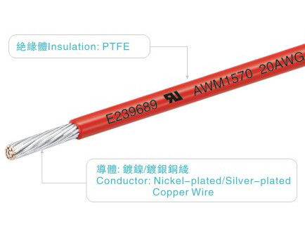 UL1570 600V 250C 6-24AWG PTFE Wires And Cables VW-1 For Home Appliance,heater,industrial Power