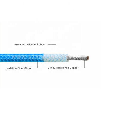 UL3122 Filato intrecciato in fibra di vetro con tensione nominale di 300V e isolamento in gomma di silicone ad alta temperatura di 200C e conduttore di rame in scatola