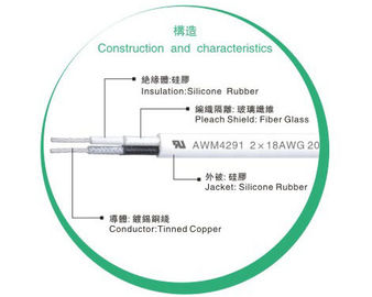 2 Pins 16 Gauge High Temperature Wire , Silicone Jacketed Cable 300V 200℃